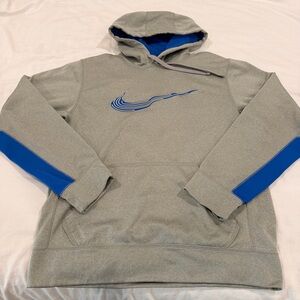 Nike Grey Hoodie with Royal Blue Accents
